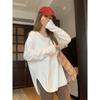 Camiseta Base Branca Quente de Veludo Feminina Primavera Outono Inverno Casual Simples Manga Longa Base Interna Top com Fenda