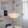 Lustre de Cristal com Conchas Estilo Francês Creme Iluminação Sala de Estar Luxo Simples Quarto Principal Lustre Iluminação LED Quente
