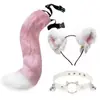 Conjunto de Orelhas e Cauda de Animal de Pelúcia para Cosplay Transfronteiriço, Orelhas de Raposa Estilo Anime, Orelhas de Lobo, Tiara, Acessórios de Cauda, Sino na Cabeça, Coleira