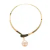 Collar de Perlas Doradas Transfronterizo Europeo y Americano Moda Lujo Ligero Versátil Collar para Mujer Simple de Gama Alta Venta al por Mayor