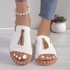 Zapatillas Planas de Gran Tamaño para Mujer para Exportación Transfronteriza Verano 2024 Nuevas Zapatos de Playa Europeos y Americanos con Borlas Tallas 43 Deseo