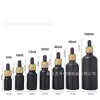 Botella Negra Dispensadora de Aceite Esencial con Gotero de Punta de Goma, Botella de Vidrio para Sérum y Líquido Base con Tapa de Rosca Sellada, Botella para Aceite Esencial Cosmético