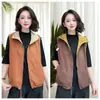 Chaleco con Capucha Reversible para Mujer, Estilo Otoño 2025, Chaleco Corto Versátil sin Mangas, para Mamás