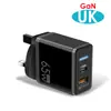 Cargador de cabeza de nitruro de galio de 65W Carga rápida europea, americana y británica QC3.0 para adaptador de corriente plano de portátil GaN
