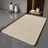 Alfombrilla de baño tejida de lino de color liso, alfombrilla simple absorbente de agua antideslizante para inodoro, alfombrilla de suelo de lino resistente a la suciedad