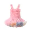 Vestido para Niñas 2026 Verano Mejorado Súper Voluminoso Regalo de Cumpleaños Infantil Vestido Tutú Bebé Mameluco Vestido de Pastel Arcoíris