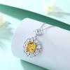 Conjunto de joyas de plata de ley 925 para mujer, 3 piezas, collar de margaritas, anillo de diamantes de alto carbono, pendientes de flor de circón amarillo, sentido de alta calidad