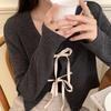 Jaqueta Cardigan de Tricô com Laço para Mulheres Outono e Inverno 2025 Novo Design Nicho Cadarço Caimento Solto Emagrecedor Top