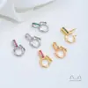 Anillo abierto de oro de 18 quilates chapado de alta retención de color con circonita incrustada, cierre multiusos, cierre de colgante, accesorio de cierre de extremo para collar hecho a mano DIY
