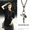 Colar com Pingente Redondo Boêmio Vintage Estilo Étnico Nicho Corrente Elegante para Clavícula Versátil Joia de Moda de Luxo Leve