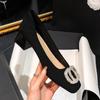Sapatos Femininos de Couro Genuíno 2026 Primavera Novo Bico Quadrado Salto Bloco Baixo Estilo Francês Sapatos Femininos Sapatos Vermelhos para Casamento Sapatos para o Dia a Dia