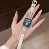 Capa de Couro Texturizado com Diamantes Sonho de Anel Duplo Adequada para Apple Watch iWatch 12ª Geração 11/10