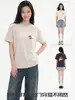 Camiseta Informal Sencilla Estampada de Manga Corta Estilo Japonés para Mujer, Básica de Verano para el Uso Diario, Camiseta Blanca de Algodón Puro para Estudiantes