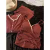 Estilo Nuevo Primavera y Otoño Elegante Dama Encaje Patchwork Cárdigan Pijama Sexy Puro Deseo Chica Elegante Conjunto de Ropa para el Hogar