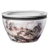 Maceta Cerámica Azul y Blanca Pintada a Mano Estilo Chino de Jingdezhen, Maceta de Loto, Maceta Grande de Jardín, Maceta para Peces Dorados, Maceta para Tortugas, Maceta para Plantar Árboles y Criar Peces