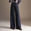 Pantalones de papas fritas de mezcla de lana de moda para mujer 2026 Otoño/Invierno Nuevos Pantalones Rectos Ceñidos de Cintura Alta Pantalones Largos Elegantes para el Trabajo Casual