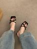 Sandalias de Tira Cruzada y Punta Abierta Estilo Francés Impresionantes Brisa Nocturna para Mujer 2025 Nuevas Sandalias Casuales de Tacón Alto y Chanclas