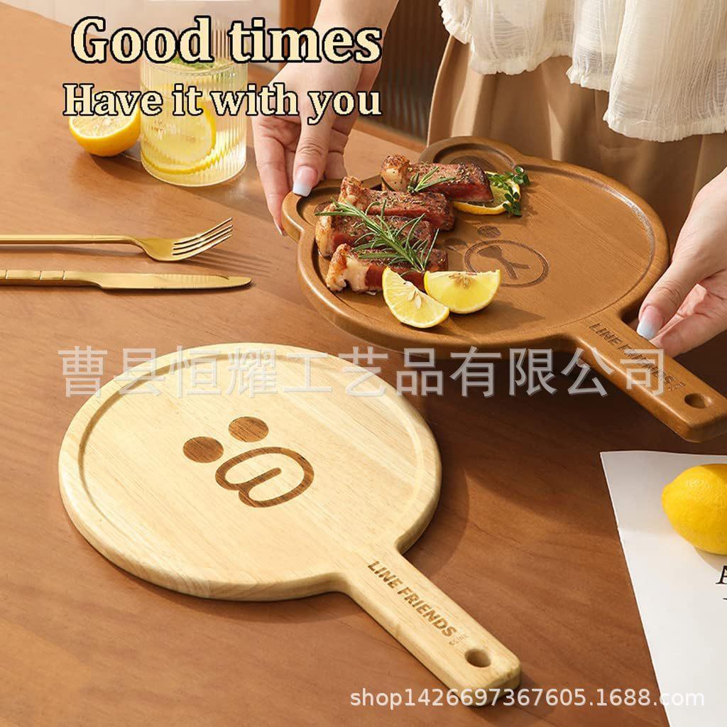木质披萨盘 卡通可爱牛排板实木儿童辅食早餐托 简约下午茶水果