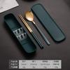 Juego de Cubiertos de Acero Inoxidable Personalizado Coreano Portátil de Tres Piezas de Cucharas, Tenedores y Palillos Juego de Caja de Almacenamiento para Viajes al Aire Libre con Logo Impreso