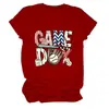 Amazon eBay site independente moda casual feminina dia de jogo luva de beisebol camiseta gola careca manga curta