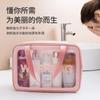 Bolsa de cosméticos de PU esmerilada, bolsa de almacenamiento portátil, bolsa de baño, bolsa de gran capacidad para artículos de tocador, bolsa de cosméticos de viaje para playa