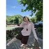 Suéter de punto para mujer con cuello redondo, manga larga holgado, estilo casual, efecto adelgazante, top elegante, suéter de invierno, capa base