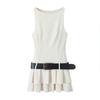 Comércio Exterior Verão Moda Europeia e Americana Macacão Simples Branco com Cinto Vestido 3152330