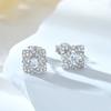 Conjunto de joyas de trébol de cuatro hojas de plata esterlina de moda, anillo de plata 925 de tres piezas europeo y americano, pendientes cuadrados, collar de diamantes INS