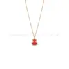 Collar de calabaza de tamaño mediano de alta gama, chapado en V de oro rosa de 18 quilates, ágata roja y nácar blanco, pequeño colgante hueco, lujo ligero
