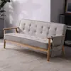 Sofá individual de cuero minimalista moderno nórdico de madera maciza de tres plazas para cafetería, sofá de dos plazas para sala de estar para espacios pequeños