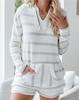 Conjunto de Duas Peças Estampado Novo Estilo Europeu e Americano para Casa, Primavera e Verão, Conjunto de Casa com Shorts e Manga Longa para Mulheres, Amazon
