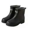 Botas de Lluvia de Terciopelo de Moda para Mujer con Puños Cerrados, Zapatos de Goma Resistentes al Desgaste y Antideslizantes para Exteriores, Zapatos de Agua de Caña Corta para Trabajo en Cocina