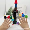 Mini Gorro de Lana Navideño Decoración Gorro de Lana Tejido Muñeca Sombrero para Botella de Vino Tinto Pulgar Regalo Pequeño de Navidad
