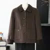 Colección de otoño para mujeres de mediana edad: un elegante abrigo de lana reversible que reduce la edad, perfecto para primavera y otoño, con un corte holgado y cómodo