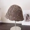 Chapéu de Pescador Renda Retrô Coreano Vazado para Mulheres, Chapéu de Sol Fino Respirável para Primavera e Verão, Chapéu de Tricô Versátil Vintage, Moderno