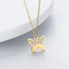 Collar Colgante de Mariposa de Acero Inoxidable Más Vendido de Temu Transfronterizo, Collar Personalizado de Acero de Titanio Hueco, Cadena para Clavícula de Mujer al por Mayor
