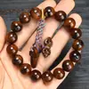 Pulsera de Madera de Azufaifo Natural Recolectada a Mano Sin Rayos, con Colgante de Vajra, Cuentas Budistas Estilo Chino para Hombre
