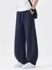Pantalones casuales para hombre, nuevo estilo 2026, a la moda americana, versátiles, de corte holgado, adelgazantes, con buena caída, pierna ancha, corte recto, pantalones largos