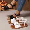 Sandalias Casuales de Punta Abierta para Mujer 2026 Verano Banda Elástica Comercio Exterior Talla Grande Hebilla Suela Plana Elegantes Suela Suave Sandalias de Playa