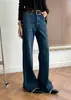 Otoño 2026 Nueva Moda Coreana Estilo Elegante de Dama Jeans Azules Elásticos Ajustados de Campana para Mujer