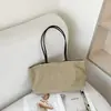 Nova Bolsa Tote de Lona e Couro com Alça Longa para o Trabalho Bolsa de Ombro Único/Axila Grande Capacidade Bolsa Tote Minimalista Relaxada