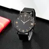 Comercio Exterior Reloj para Hombre con Correa de Acero Letras Romanas Clásico Negro Simple Geneva Malla de Acero