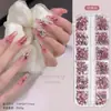 Rhinestones Mini Irregulares de 12 Compartimentos Transfronteiriços para Nail Art, Rhinestones Dourados de Cor Mista com Fundo Plano para Decorações de Unhas Atacado