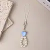 Correa de teléfono linda con forma de corazón de perlas estilo coreano, memoria USB, colgante para llave de coche, accesorio para funda de auriculares AirPods