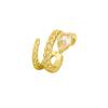 Brincos de Serpente de Diamante Branco sem Furo, Estilo Trendy Europeu e Americano, Brincos Envolventes em Formato de Serpente de Zircônia de Três Camadas