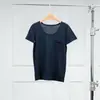 Transmissão ao vivo cadeia de suprimentos de vestuário feminino estilo R0W simples verão seco e respirável KW046 mistura de lã bainha dobrada malha manga curta feminina