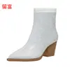 LiuFu 2026 Otoño/Invierno Nuevas Botas de Talla Grande para Mujer con Pedrería para Comercio Exterior, WISH Amazon Botas de Cuero para Mujer Estilo Europeo y Americano