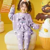 Pijama para Niña, Pijama Infantil de Medio Terciopelo, Terciopelo Coral de Dibujos Animados, Cálido y Suave, Engrosado para Otoño e Invierno, Ropa de Casa