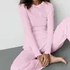 Conjunto de Pijama Jacquard Tricotado Vazado Coração Outono/Inverno Europeu e Americano 2026 Duas Peças Manga Longa Calça Longa Roupa de Dormir Feminina