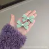 Pinzas para el pelo dulces y lindas de Otoño e Invierno para niños, Mini pasadores de lazo de tela de terciopelo verde claro, Pinzas laterales, Pinzas para el flequillo